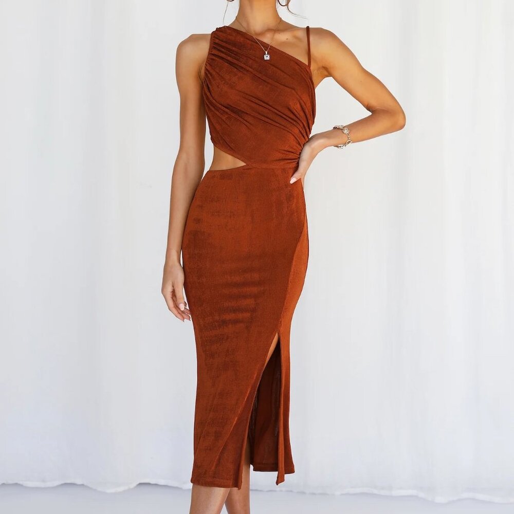 Block It Out Midi Dress Rust